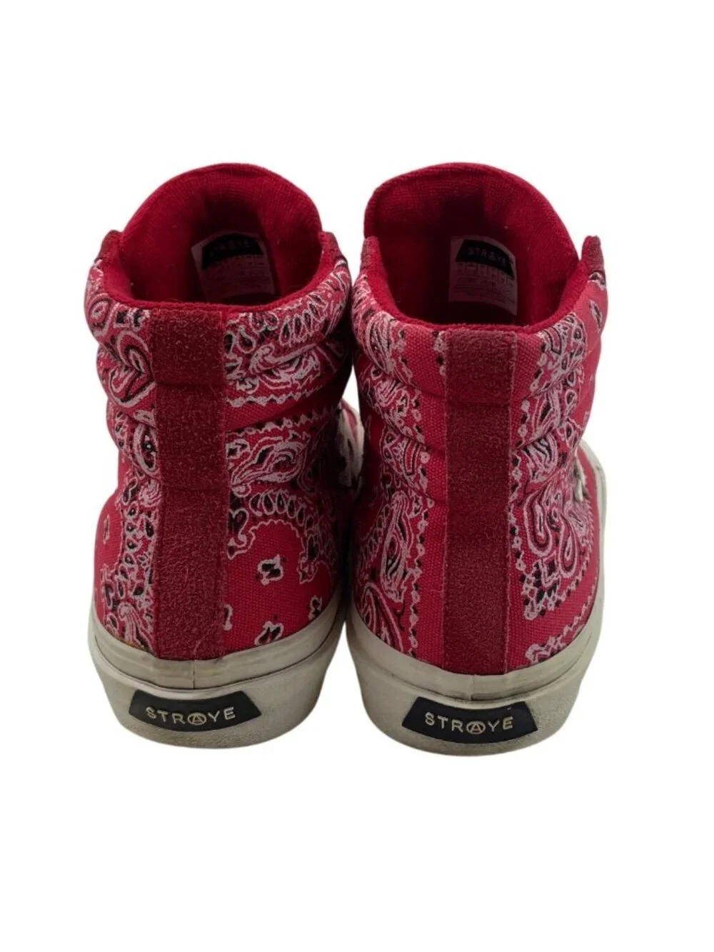Straye Venice Red Rag Unisex High Top Paisley Skate Shoes Men 10 Women 11.5